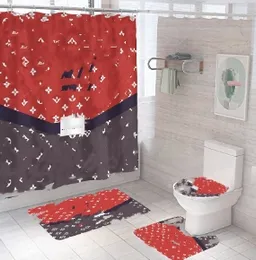Yeni baskılı duş perdeleri seti tasarımcı halı halı tuvalet kapağı kaplama mat banyo kaymaz paspaslar 3 adet set