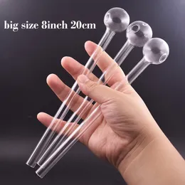 Large Size 200mm 8inch Pyrex Oil Burner Glass Pipes Clear High Quality Burners Bubbler for Smoking Water Bongs Straw Tube Glass Pipe Cheapest Price