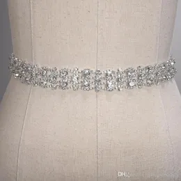 Sashes Handgjorda kristallbröllopsbälten Golden Silver Rhinestone Wedding Belt Belt Formella bröllopstillbehör Brudband Sash Belt CPA1