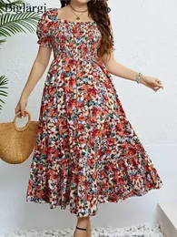 기본 캐주얼 드레스 기본 캐주얼 드레스 Robe de Plage Fleurs 스타일 Bohme Grande Taille 3XL 4XL 모드 LONGUE T 2023 YQ240115