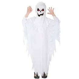 Tema kostym barn barn pojkar skrämmande skrämmande vita spöke kostymer robe hood ande halloween purim party carnival roll play cosplay 294i