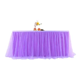 Saia de mesa doce decoração aniversário pano casamento casa acessórios festa tule cobre branco rosa roxo toalha de mesa retangular 240113