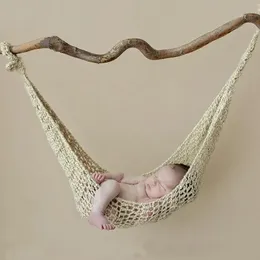 born Pography Props Accessories Wool Handmade Knit Hook String Bag Studio Baby Po Hammock Fotografia 240115