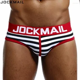 Underpants Jockmail 브랜드 속옷 남성 면화 스트라이프 비키니 브리핑 Cuecas Calzoncillos Hombre 슬립 게이 남성 팬티