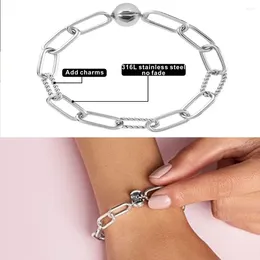 Link Bracelets Pandoraer Fashion Bracelet For Women Charm Silver/Gold Color Long O Chain Stainless Steel Made Pulseras Mujer