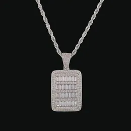 New Bling Cage Dog Tag Necklace & Pendant Men's Hip Hop Jewelry Steel Rope Chain Gold Color Full Cubic Zircon For Gift2507