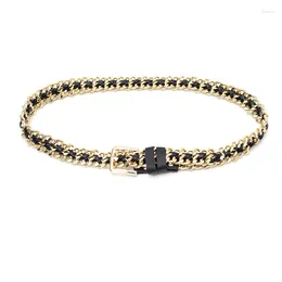 【送料&関税込】Golden Belt DHgate.com:Womens Gold & Silver Metal Chain Leather Belt