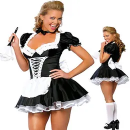 Lady Sexy French Maid Garson Fantezi Elbise Kostüm Hizmetçi Cadılar Bayramı Kıyafet M8373253p