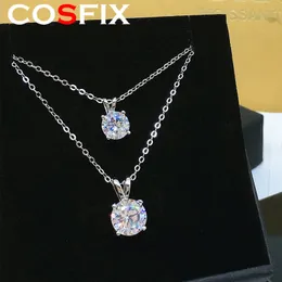 Full size 1ct-3ct Top Diamond Pendant Necklace for Women Original 925 Sterling Silver Gold Lady Necklace Chain 240115
