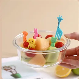 Servis fruktgafflar söta djurpinne gaffel tandpetare mini tecknad barn kakan snacks dessert bento lunchverktyg för kökstillbehör