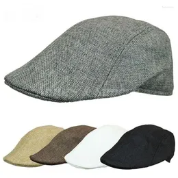 Berets Men High Quality Hat مخطط Ivy Sboy Flat Cap فنان الرسام ذكور بيريت