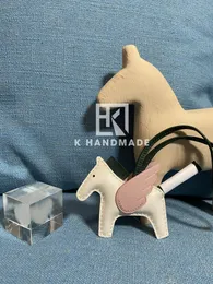 K HANDMADE 100 genuine leather Lambskin Bag accessory pendant horse little flying 240115