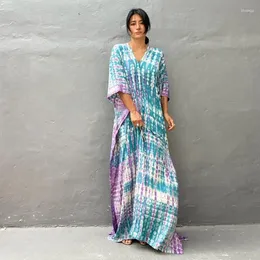 Party Dresses Flordevida Tie Dye Dress Women Summer Rayon Long Maxi Bali Beach Cover Ups Holiday Resortwear Bath Pullover Robe Kaftan