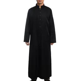 Roman Priest Cassock Costume Katolska kyrkans prästerskap Black Robe Gown Clergyman Vestments Single Breasted Button Adult Men Cosplay178R