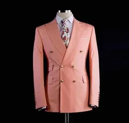 Blazers New Arrival Pink Mens Suits Groomsmen Wedding Slim Fit Tuxedos For Men Custom Made Prom Suit Two Pieces (Jacket+Pants)