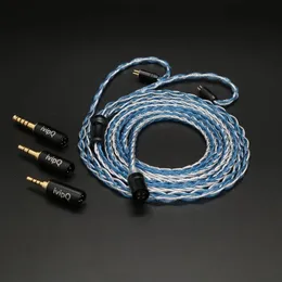 Accessoires ivipQ Cavo Auricolare Intelligente 8 Core plaqué argent Aggiornato HiFi Audio Staccabile 3 en 1 prise pour écouteurs 2.5mm/3.5mm/4.4mm