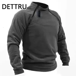 Varumärke Högkvalitativ vinter Mens Militär Sweatshirt Fleece dragkedja Pullover Solid Color Loose Lamb Thick Clothing Streetwear 240115