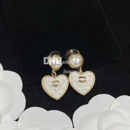 Hjärtstil Pearl Earring Drop Studs Women Retro Gold Copper Earring With Box Set Valentine Day Birthday Present