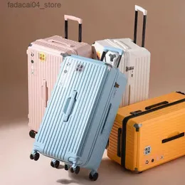 Suitcases 20 24 26 28 Inch Large Capacity Pull Bar Box Universal Wheel Suitcase Rectangular Men and Women with Brake Code Zip Travel Case Q240116