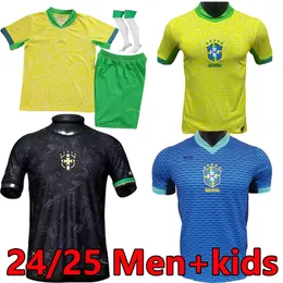 ブラジルニュー24 25サッカージャージーロドリゴヴィニJr。 Neymar Jr Casemiro G.Jesus National Team P.Coutinho Home Men Kids Kit L.Paqueta T.Silva Pele Marceloフットボールシャツユニフォーム