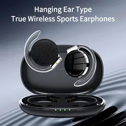 Hörlurar F2 TWS Bluetooth -hörlurar med mikrofon Earhook som kör sport Call Headset LED Display hifi Stereo Musik Trådlösa hörlurar