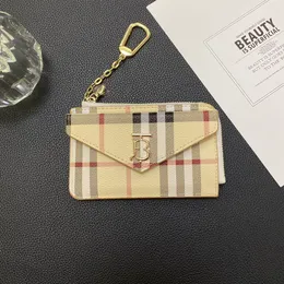 Moda senhoras designer saco de cartão chaveiro dupla moeda bolsa verificada chave de condução dos homens saco de ligação