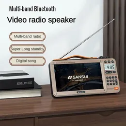 Radio SANSUI F51 Video Radio Box Portable HD 7inch LED Display FM Radio Wireless Bluetooth Speaker Dual TF Card Slot MP4 Music Player