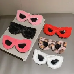 Sunglasses Fashion Y2k Cat Eyes Furry Plush Personalized Trendy Women Girls Street UV400 Shade Party Decoration Sun Glasses