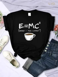 Energia = latte + caffè Harajuku T Shirt Donna Creatività Tee Abbigliamento T-shirt Allentato Estate Maglietta Oversize Traspirante Donna Top