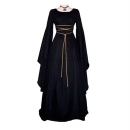 Medieval Women's Solid Vintage Victorian Gothic Dress Renaissance Maiden Dresses Retro Long Gown Cosplay Costume For Hallowee270H