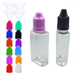 Garrafas de armazenamento 5/10/20pcs 30ml conta-gotas de plástico transparente transparente óleo de suco líquido recipiente plano espremível com tampa ponta pontiaguda