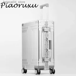 Suitcases 100% Aluminum Alloy pull rod suitcase 20242628 inch metal luggage fashionable new type of suitcase luggage pul Q240115