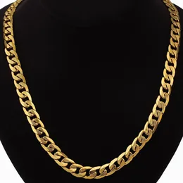 Hip Hop Schmuck Lange klobige kubanische Gliederkette goldene Halsketten mit dicken goldfarbenen Edelstahl-Halsketten für Männer Jewelry252A