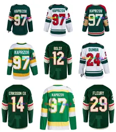 Niestandardowe męskie młodzież Kirill Kaprizov Matt Boldy Wild Hockey Jersey Minnesota Brock Faber Marc-Andre Fleury Joel Eriksson Ek Marcus Foliigno Ryan Hartman Middleton