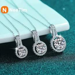 NeeTim 1ct 2ct 5ct D Color Diamond Top Quality 18K Gold Plated Drop Pendant Necklace Fine Jewelry Gifts Wholesale 240115