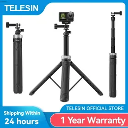 Tripods Telesin 360 Rotasyon 1.5m Selfie Stick For Kahraman için Katlanabilir Tripod 12 11 10 9 8 7 6 5 Insta360 DJI Osmo Actionl240115