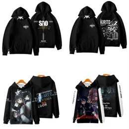 일본 애니메이션 상자 아트 온라인 코스프레 의상 의상 Kirito Kirigaya Kazuto Yuuki Asuna Unisex 3d Hoodies 스웨트 셔츠 Streetwear362r