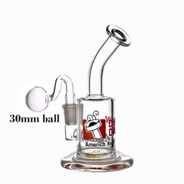 6inch Glass Oil Burner Bong Hookahs Oil Dab Rig Thickness Recycler Beker Glass Bongs Female Joint 14.5MM with 30mm Male Glass Oil Burner Pipe 1pcs