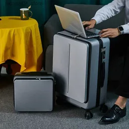 Koffer NEUE 2024 zoll Roll Gepäck mit Laptop Tasche Business Reise Koffer Fall Männer Universal Rad Trolley PC Box Trolley Gepäck Q240116