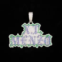 Colares Iced Out Personalizado Colar Efeito Luminoso Nome Personalizado Placas Pingentes para Mulheres Dupla Cor Hip Hop Jóias 2022 Tendência