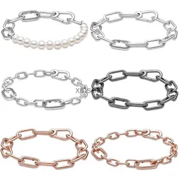 Chain Original Me Styling Zoetwater Gekweekte Parel Schakelarmband Fit Fashion 925 Sterling Zilver Bangle Bead Charm DIY Sieraden YQ240115