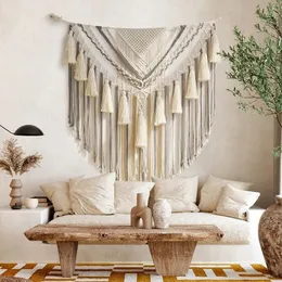 1PC Macrame Wall Hanging Large Macrame Boho Tapestry Handmade Woven Tapestry Art Crafts for Wall Living Room Bedroom Apartment H 240115