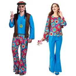 Umorden Adulto Retro anni '60 anni '70 Hippie Love Peace Costume Cosplay Donna Uomo Coppie Halloween Purim Costumi del partito Fancy Dress335P