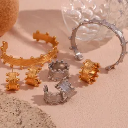 Chunky Street Style tendance en acier inoxydable grain texturé petites perles boule couleur argent doré ensemble de bijoux bijoux imperméables 240115