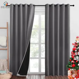 Ryb home 1 peça de camada dupla 100% cortina blackout super grossa isolada cortinas blackout completas com forro preto para viver 240115