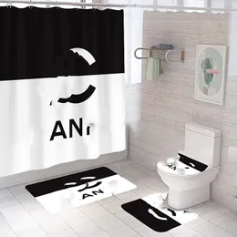 Neue rutschfeste Toilettensitzabdeckung Badematte Polyester Wasserdicht Duschvorhang Set Badezimmer Teppich Home Decor Badezimmer Fußmatte