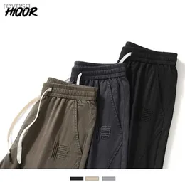 Men's Pants HIQOR Men's Cotton Pants Solid Color Astique Artificial Waist Street Clothing Jogging Loose Dstress Casual Observer FJJ New 2023 YQ240115