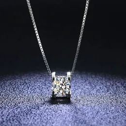 Quke Real Square Pendant Necklace D Color VVS1 Lab Diamonds 925 Sterling Silver For Women Wedding Fine Jewelry PE032 240115