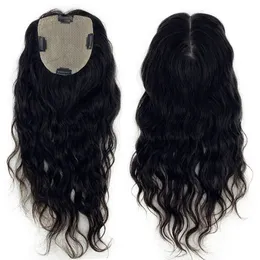 22 Topper con base superiore in seta per donna 15x15 CM Topper per capelli umani vergini ondulati lunghi europei per capelli diradati240115