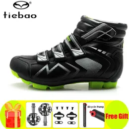 أحذية Tiebao Winter Cycling Shoes Mtb إضافة SPD دواسة مجموعة الدراجة ذاتية الدراجة لسباق الدراجة chaussure vtt sapatos de ciclismo